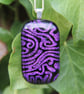 Handmade Purple Dichroic Pendant Necklace Maze pattern Fused Glass  SKU F12 - Image 9