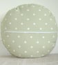 Round Cushion Cover 16 inch Polka Dot Green and White Spots Dots - Image 4