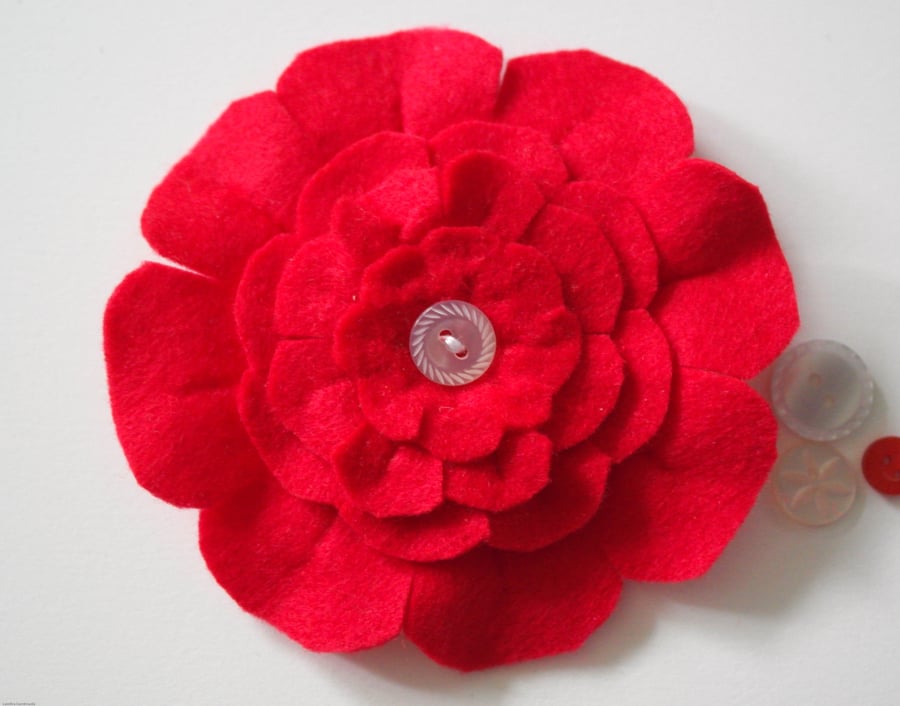 Red felt flower brooch, Secret Santa ideas, Gifts for Her