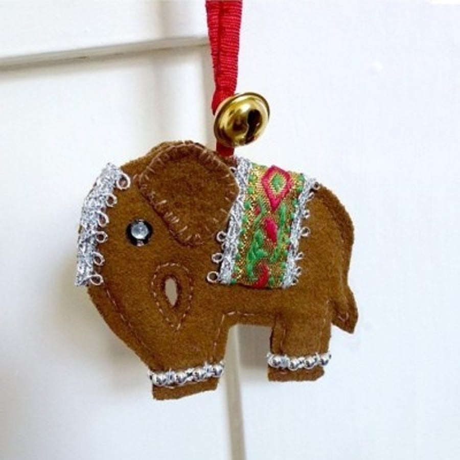 Elephant & bell hanging ornament