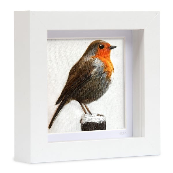 Robin, 3D fabric robin picture framed, gift, robin ornament