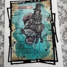 Handmade Mixed Media Collage Card with Steampunk Design