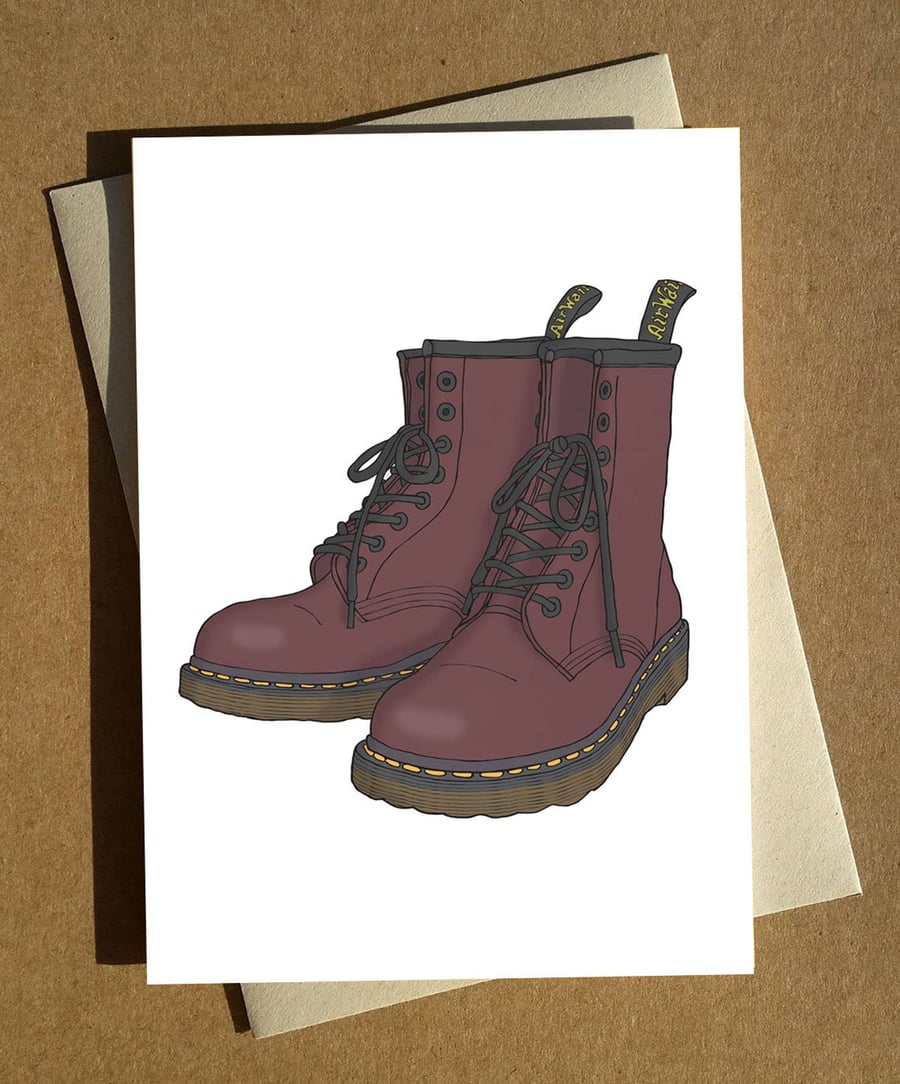 Doc Martens Greetings Card A6 - DMs Birthday Card - Dr. Martens Blank Card