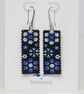 Rectangular Beaded Earrings with Blue Flowers - Image 6