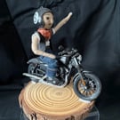 Needle felted biker