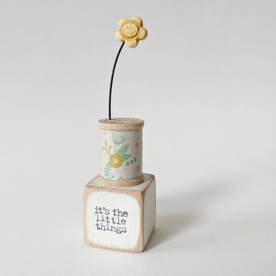 Clay Flower on a Teeny Bobbin 'it's the little things'