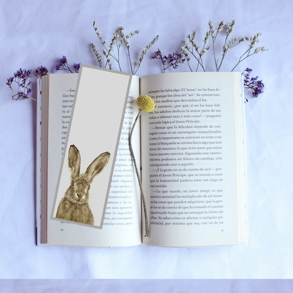 Handmade Hare Wildlife Art Bookmark