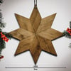 Large Handmade Wood Xmas Star, Antique Oak Stain, Scandi Style