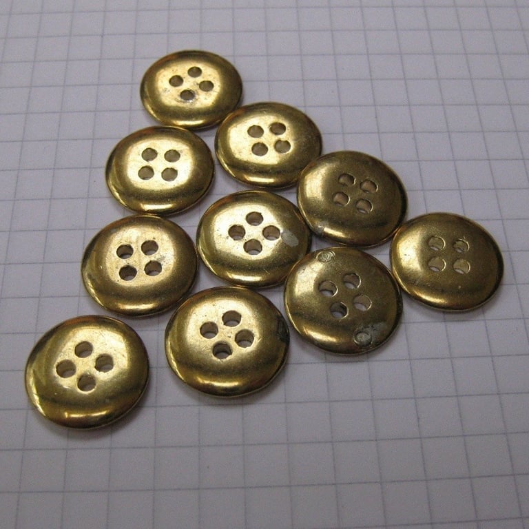 10 Small Vintage Flat Brass Buttons