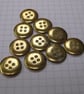 10 Small Vintage Flat Brass Buttons