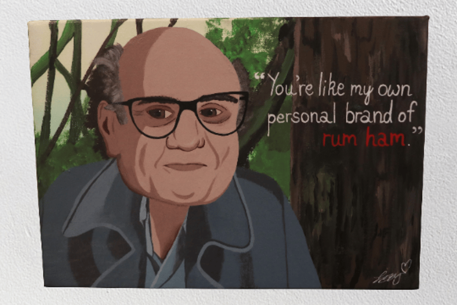 Handmade Danny DeVito as Edward Cullen Twilight Canvas Painting "Rum Ham"