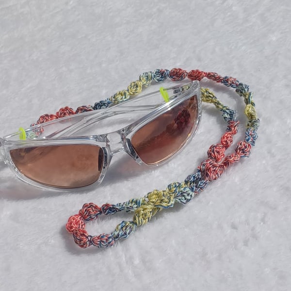 Sunglasses chain, rainbow cotton reading glasses chain, sunglass cord