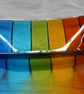 Rainbow coloured square fused glass dish - Image 5