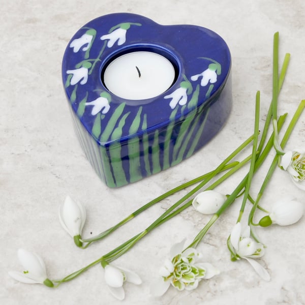 Snowdrop Tea Light Holder - Hand Painted