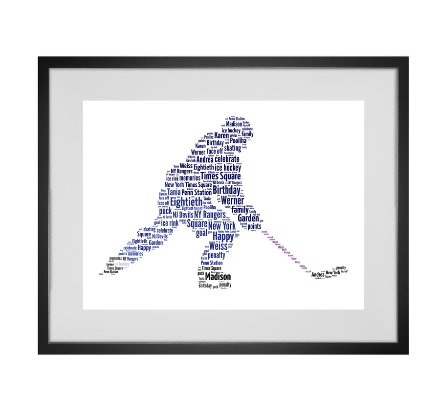 Personalised Ice Hockey Player Design Word Art Gifts 