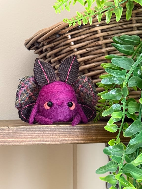 Purple Moth Friend Needlefelted Art Doll