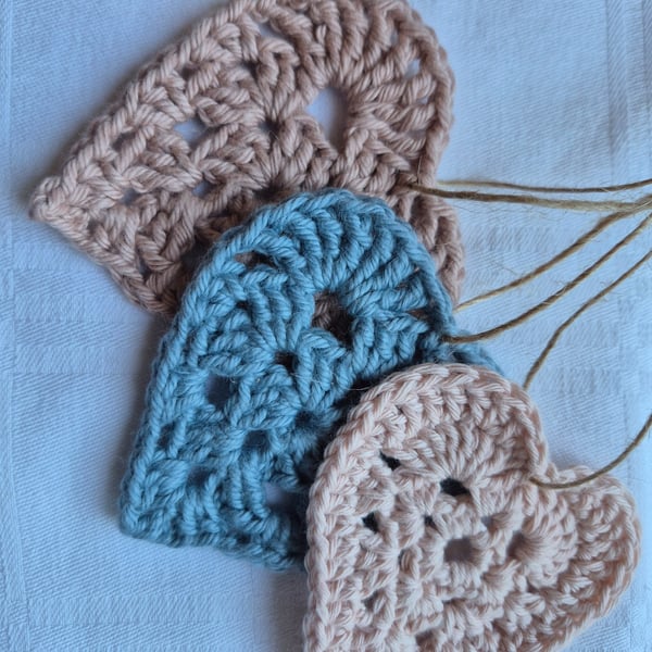Hand crochet heart decoration.
