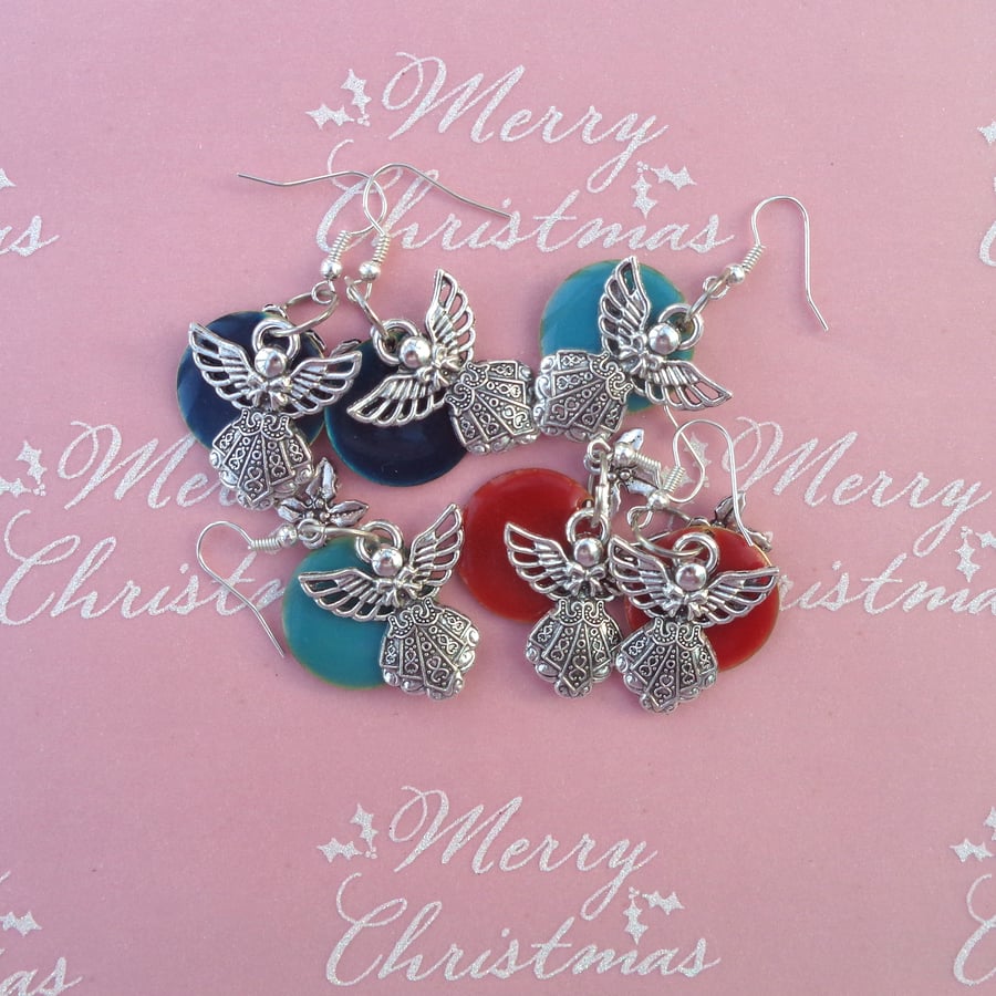 Christmas earrings Novelty angels 3 pairs