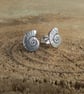 Recycled Sterling Silver Fossil Stud Earrings: Silver