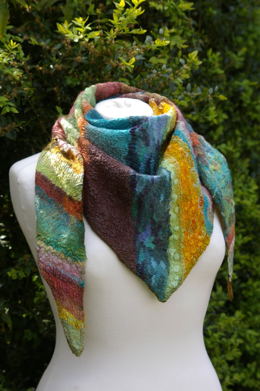 Handmade Felt Wool and Silk Scarf Shawl