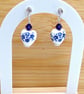 Ceramic Heart and Crystal Stud Earrings - Image 4