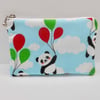 Fabric coin purse pandas with balloons