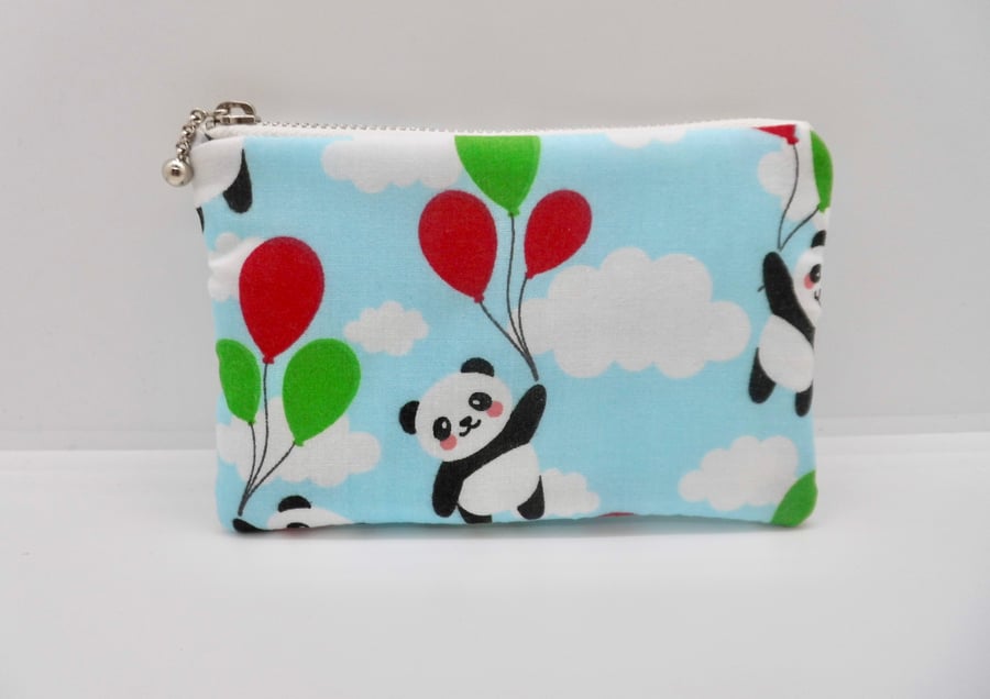 Fabric coin purse pandas with balloons