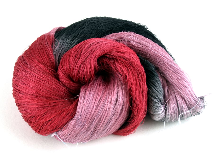 Hand Dyed Mulberry Silk Luxury Lace Yarn 100g 2.120s No.1 Flamingo