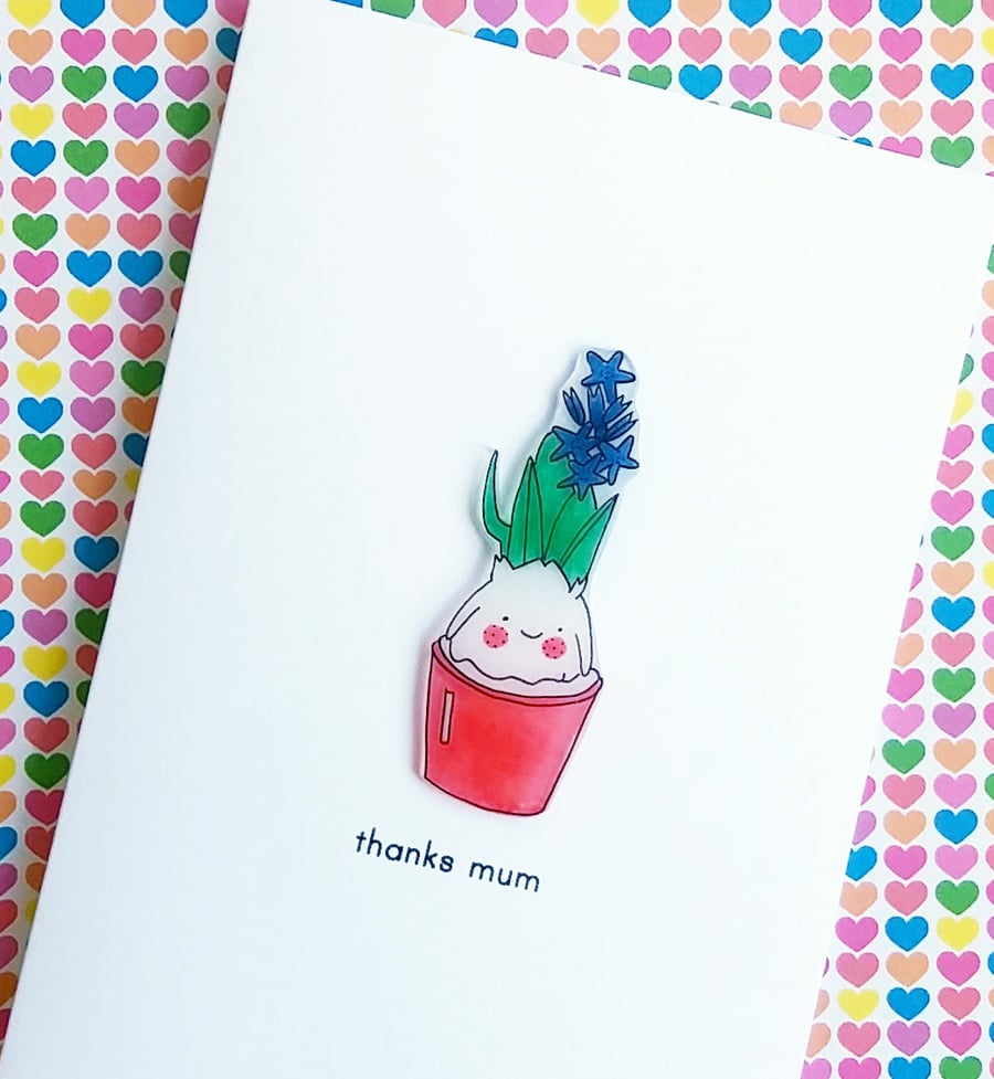 mother's day card - blue hyacinth plant