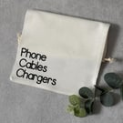 Cotton Phone Charger Storage Bag, Travel Cable Organizer, 