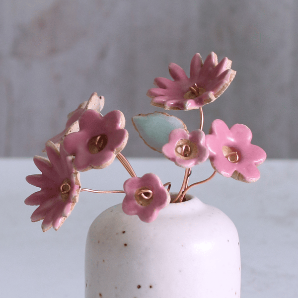 Limited Edition Fuchsia Ceramic Flower Stems