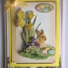 3D Luxury Handmade Card Easter To A Wonderful Friend Bunny Eggs Daffodils