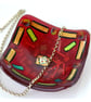 Red Gold Dichroic Fused Glass Trinket Dish 8cm Handmade OOAK - Image 2