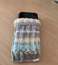 MOBILE PHONE SLEEVE 8x3.5" OR 20x9cm HAND KNITTED IN MULTICOLOURED YARN