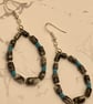 Wire teardrop earrings with pinolith stone tubes  - Image 5