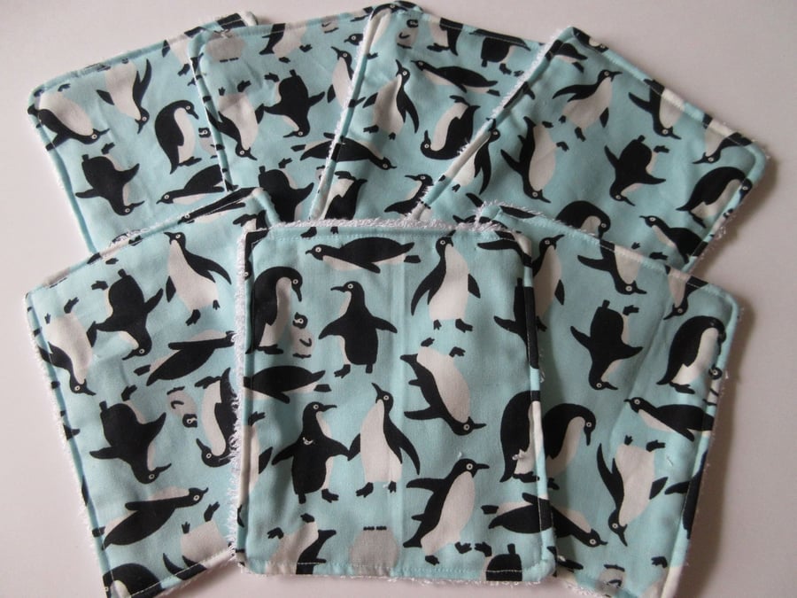 Eco Friendly Bamboo Face Wipes Cleansing Pads Reusable Washable Flannel: Penguin