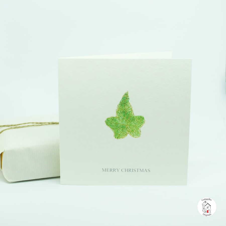Christmas Card Ivy Botanical Print Hand Designed And Finished by CottageRts