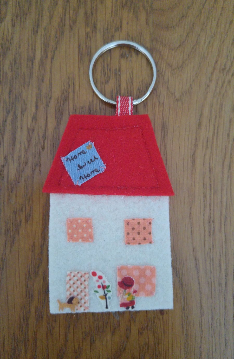 Cream Felt House Keyring