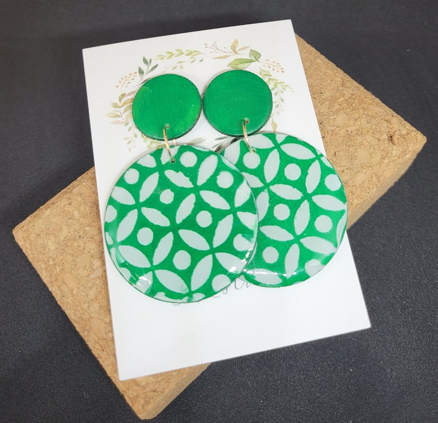 Lovely green and white earrings