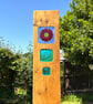 Fused Glass & Reclaimed Wood Flower Garden Art 