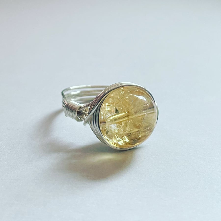 Wire wrapped citrine ring