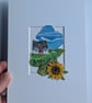 The Prize Sunflower - Original miniature collage. A5 Mounted - Image 9