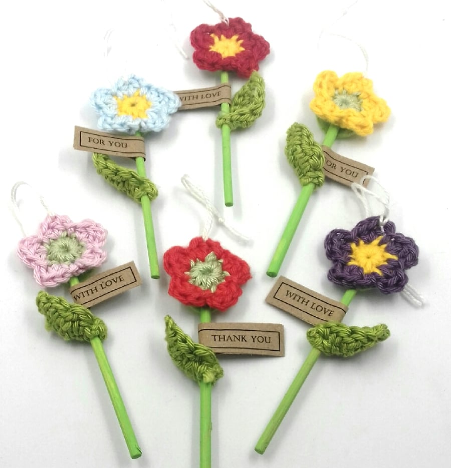 Six Crochet Parcel Flowers 