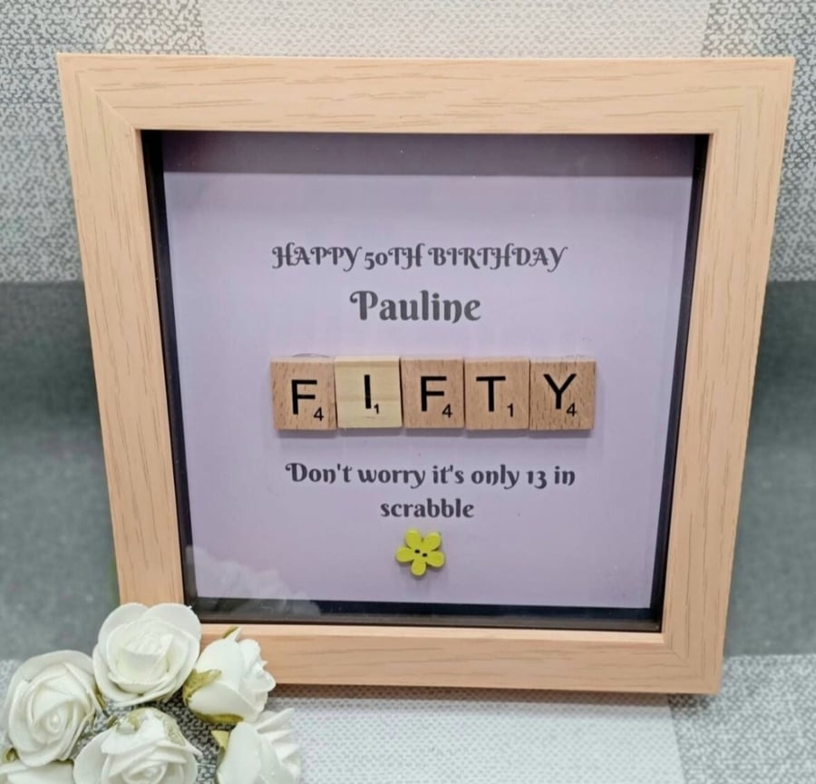 50th birthday gift for her, personalised birthday present, wall decor