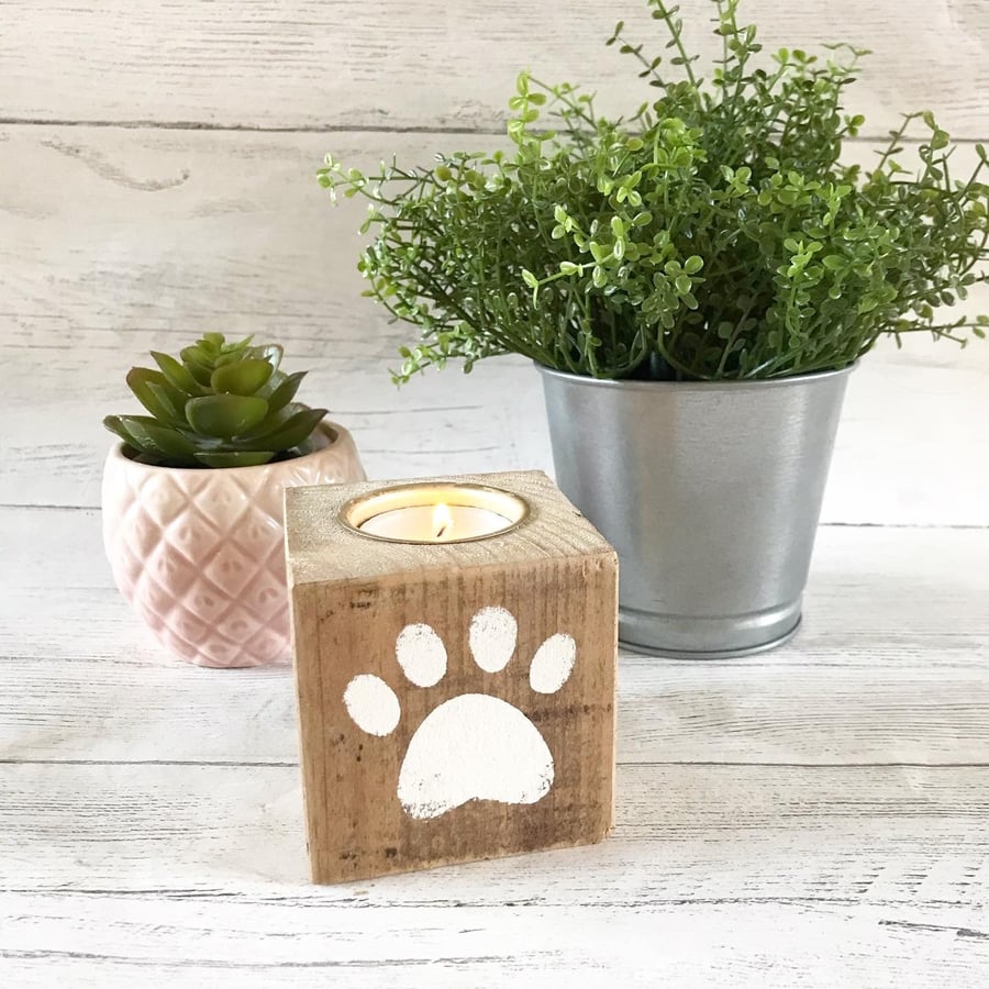 Paw print memorial tealight cube