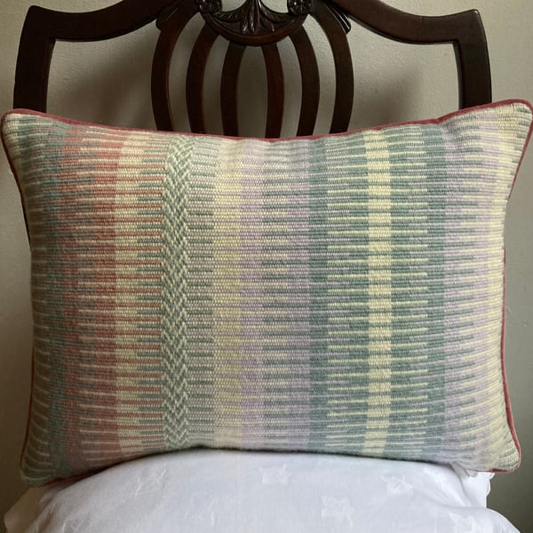 Rosanna cushion: Pastel Pink. Handwoven in Wales