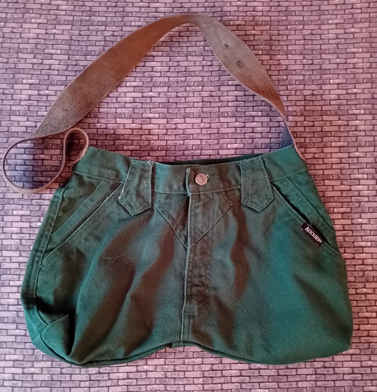 Forest Green Denim Shoulder  Bag