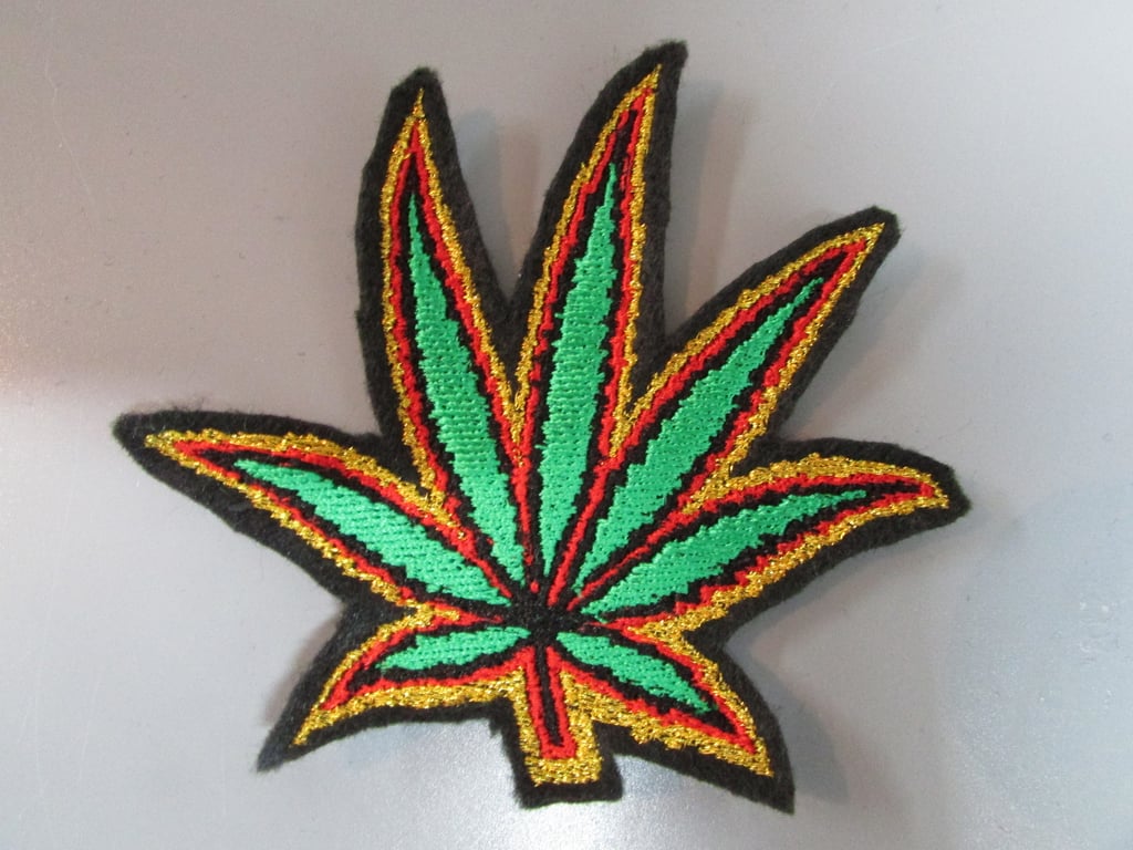 Cannabis Weed Leaf Embroidered Sew on Applique Patch