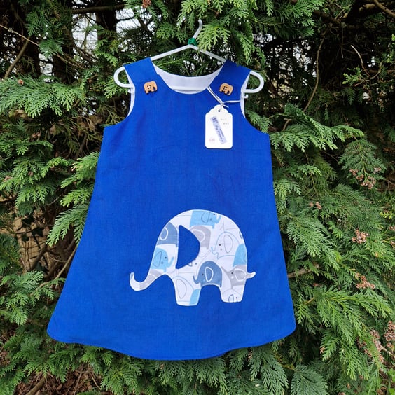 Age: 4-5yr Royal Blue Elephant Needlecord dress. 