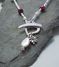  Freshwater pearl, mother of pearl, swarovski bead & charm necklace - Image 2